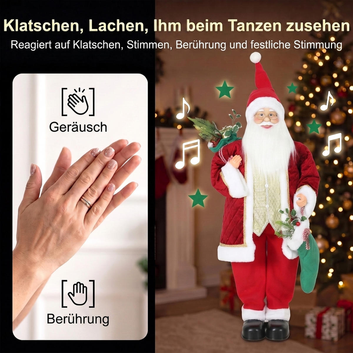 WEIHNACHTSMANN Polyester Rot - Rot, Textil (25/120/50cm) - HOMCOM