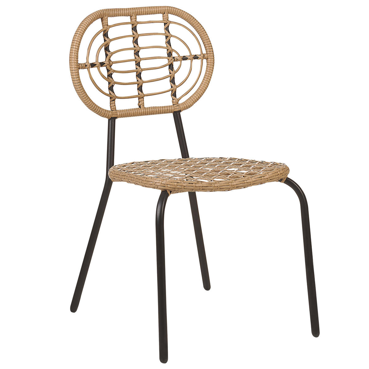 GARTENSTUHL 4er-Set PE Rattan natürlich Pratello - Naturfarben, Kunststoff (48/86/57cm) - Beliani
