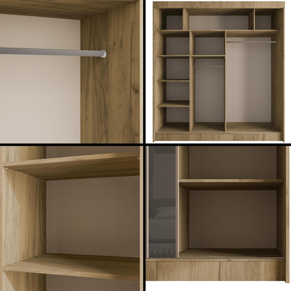 KLEIDERSCHRANK VESLI - 200 cm - Braun|Grau - Braun/Grau, Holzwerkstoff (200/215/61cm) - ALTDECOR