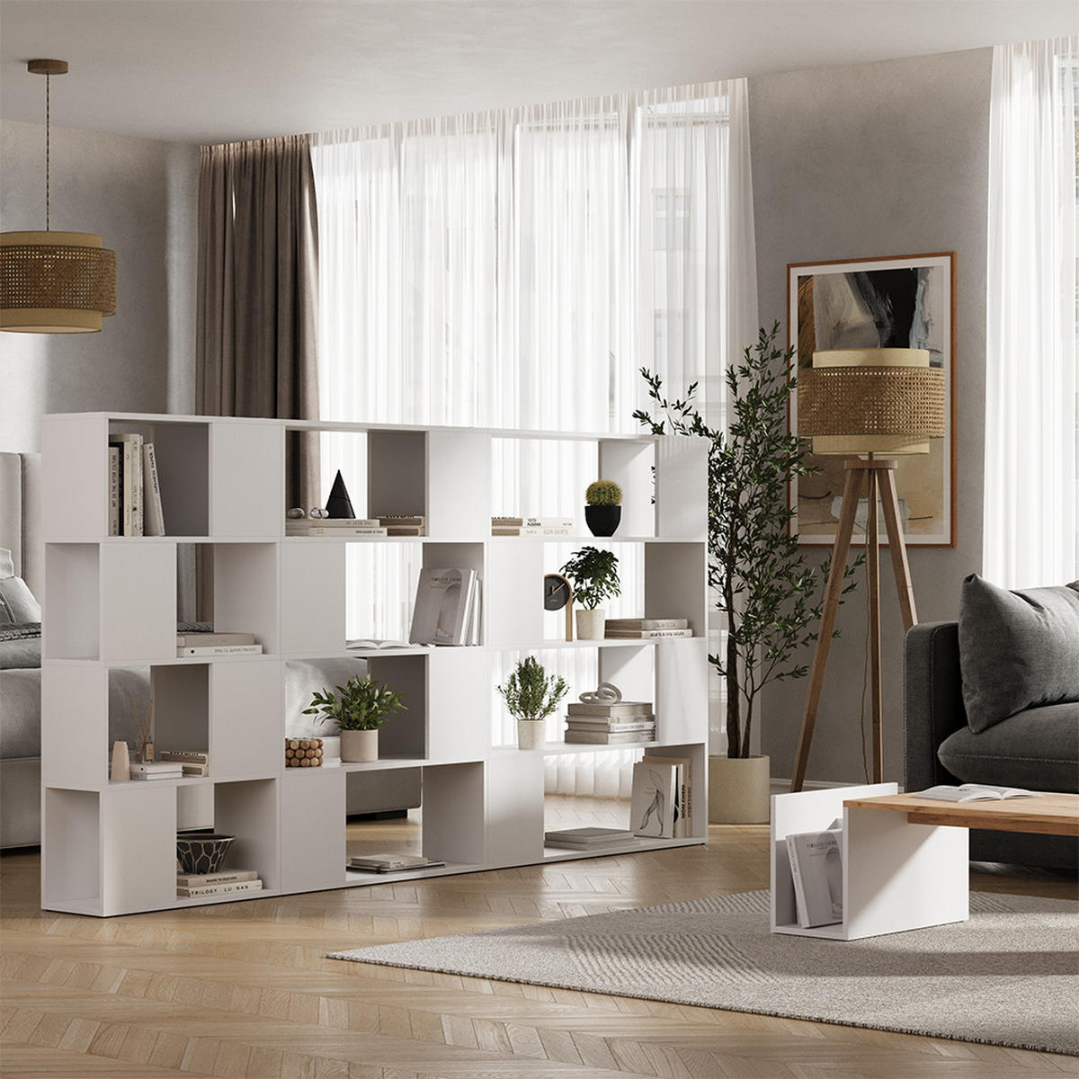 RAUMTEILER Eneos Weiß 80 x 124.5 cm - Weiß, Holzwerkstoff (80/124.5/24cm) - Vicco