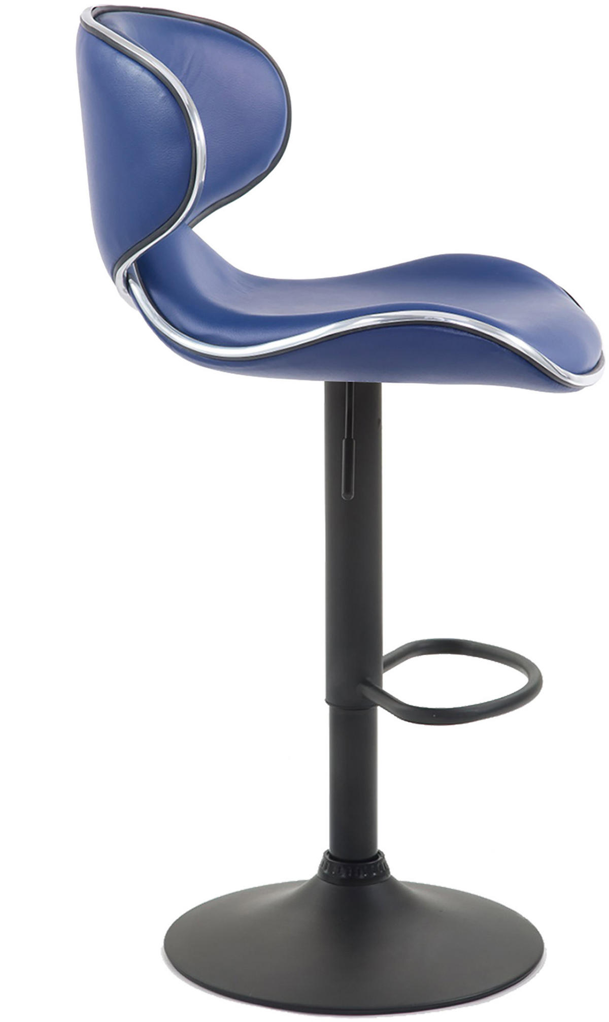 BARHOCKER Lederlook blau - Blau/Schwarz, Textil/Metall (46/88/49cm) - CLP