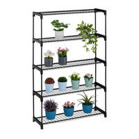BLUMENREGAL - Schwarz, Kunststoff/Metall (91/140/28cm) - Relaxdays