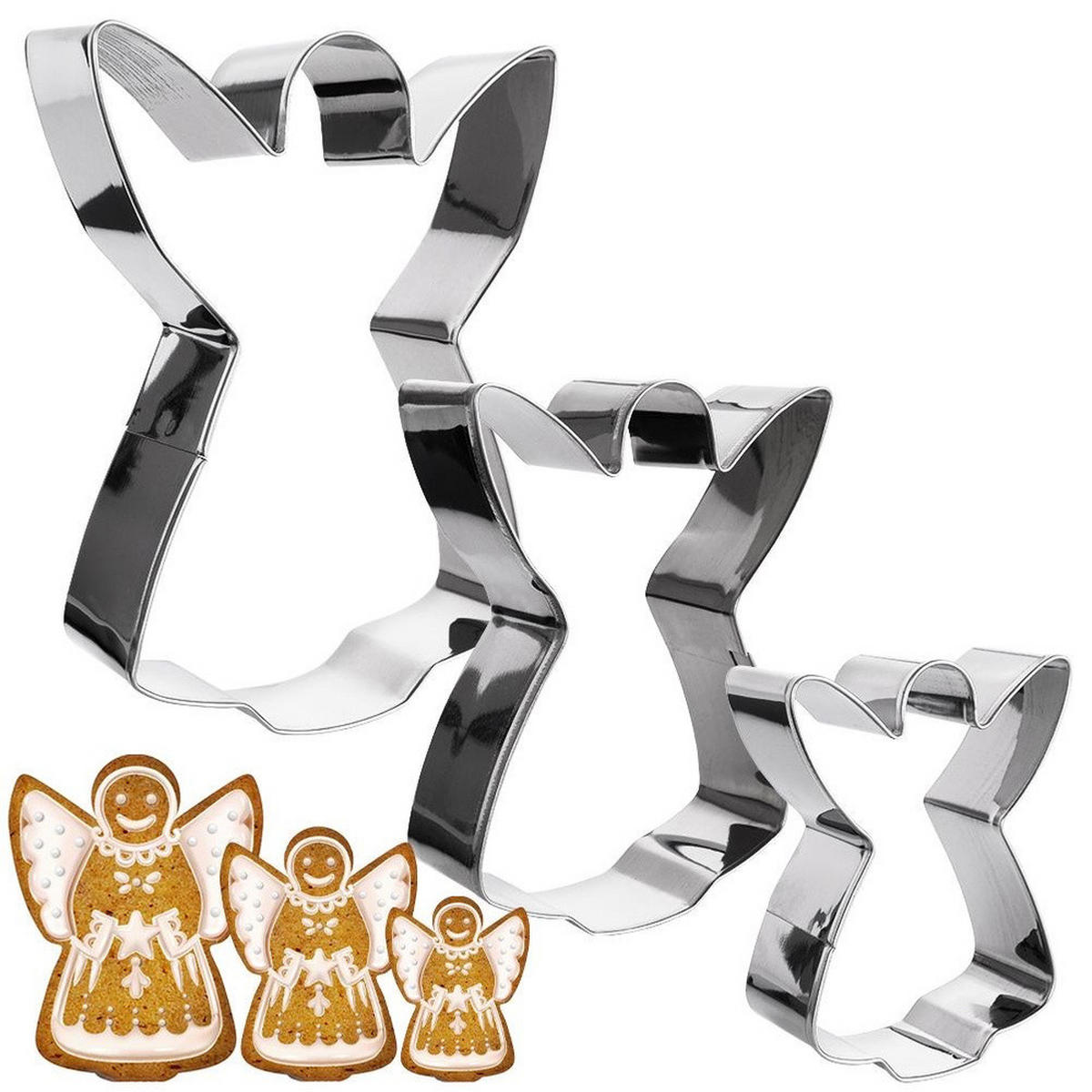 AUSSTECHFORM-SET Engel 3-teilig Silber - Silberfarben, Metall (9.5/2.5/12cm) - La Cucina