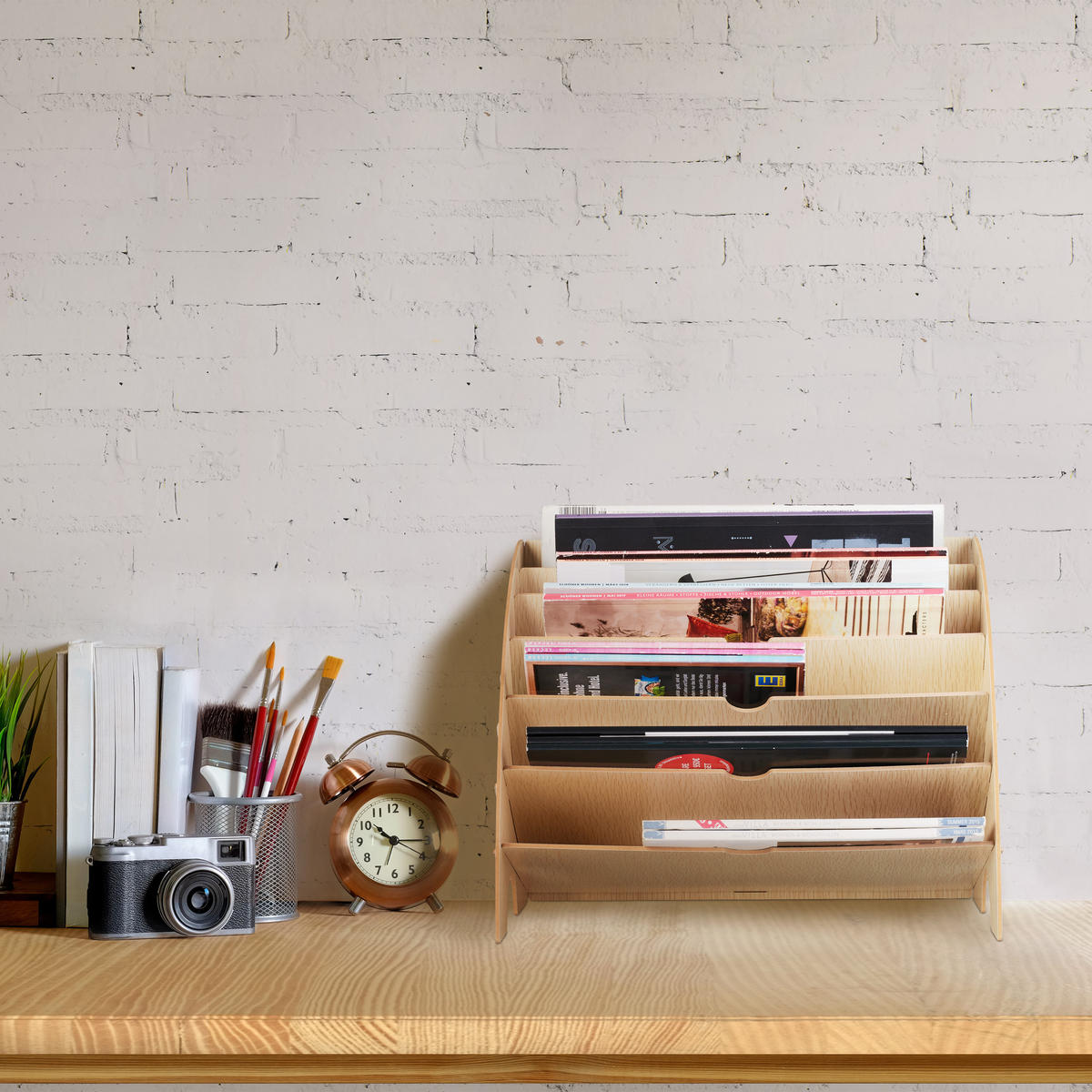 ULOŽENIE dokumentov - svetlohnedá, kompozitné drevo (34/27/27cm) - Relaxdays