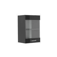 KÜCHENGLASSCHRANK R-Line Schwarz Hochglanz 40 cm - Schwarz Hochglanz/Anthrazit, Holzwerkstoff (40/60/31cm) - Vicco