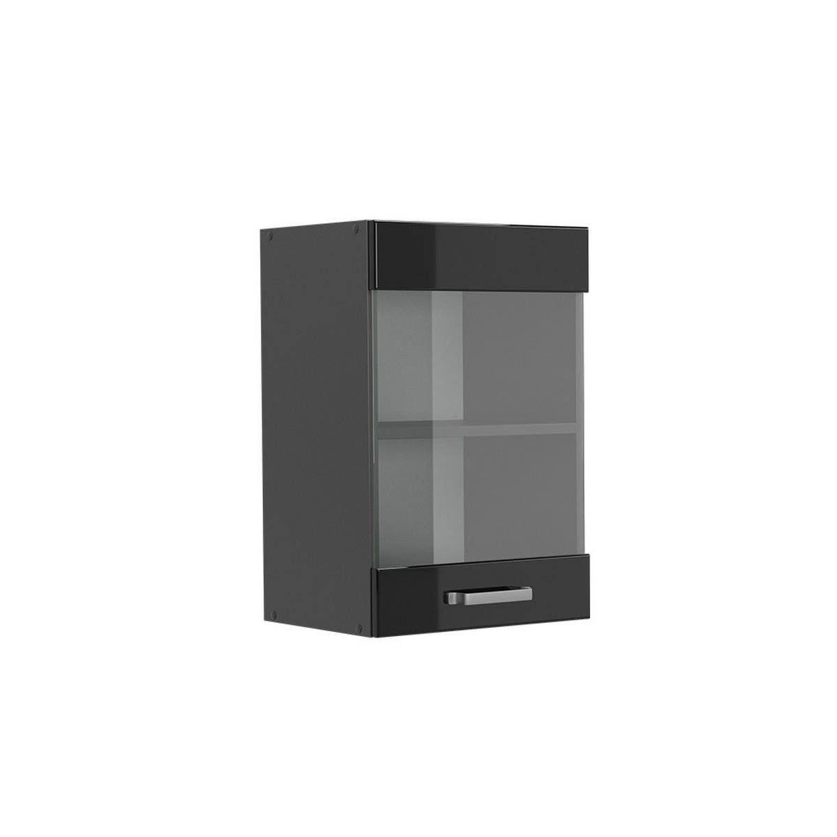 KÜCHENGLASSCHRANK R-Line Schwarz Hochglanz 40 cm - Schwarz Hochglanz/Anthrazit, Holzwerkstoff (40/60/31cm) - Vicco