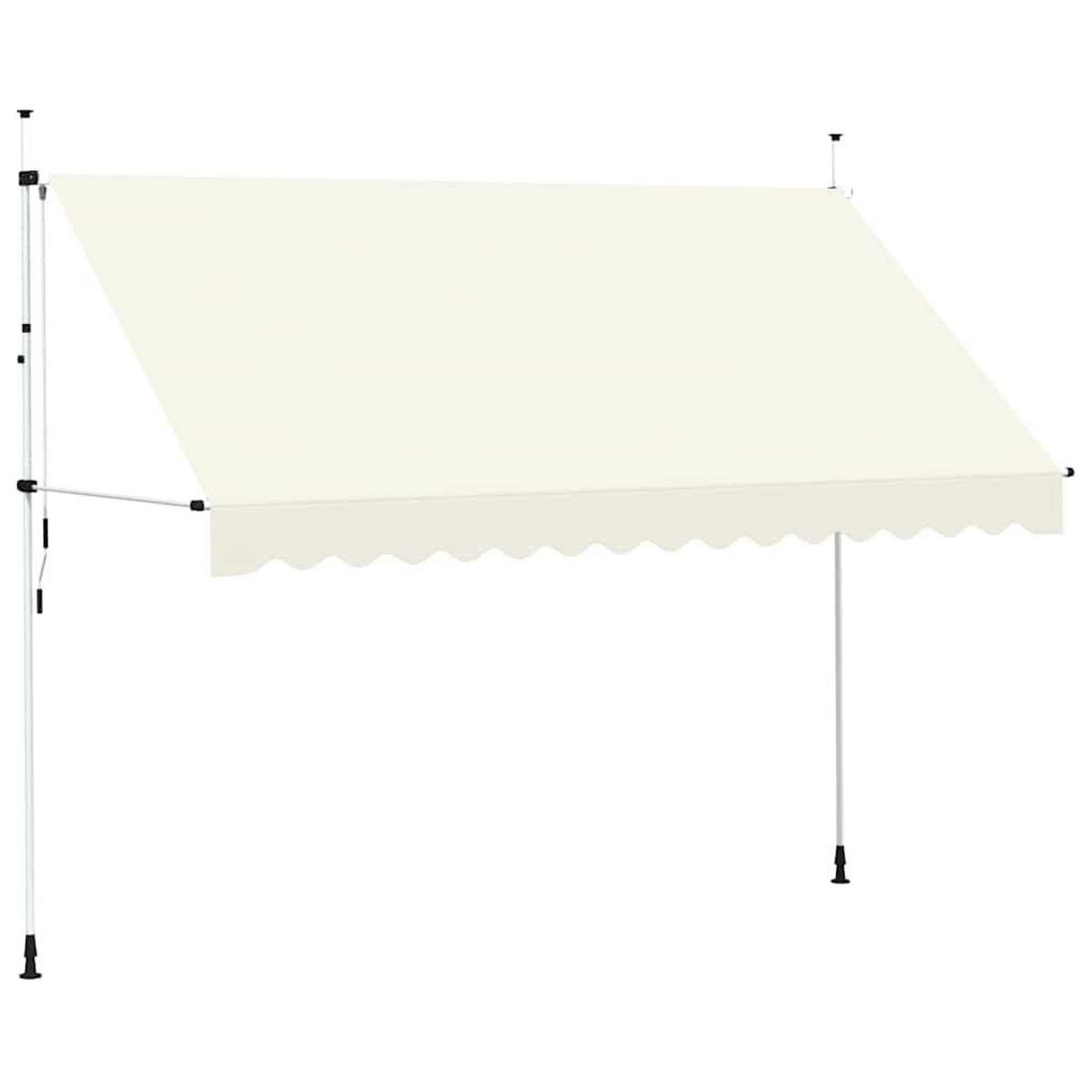 EINZIEHBARE Markise Handbetrieben 350 cm Cremeweiß - Creme, Textil (350/1/1cm) - furnicato