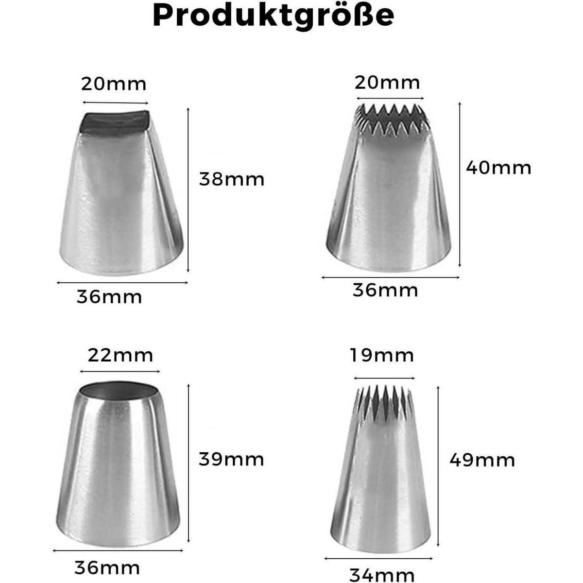 SPRITZTÜLLEN Set 4 Stück Edelstahl - Silberfarben, Metall (3.6/3.6/4.9cm)
