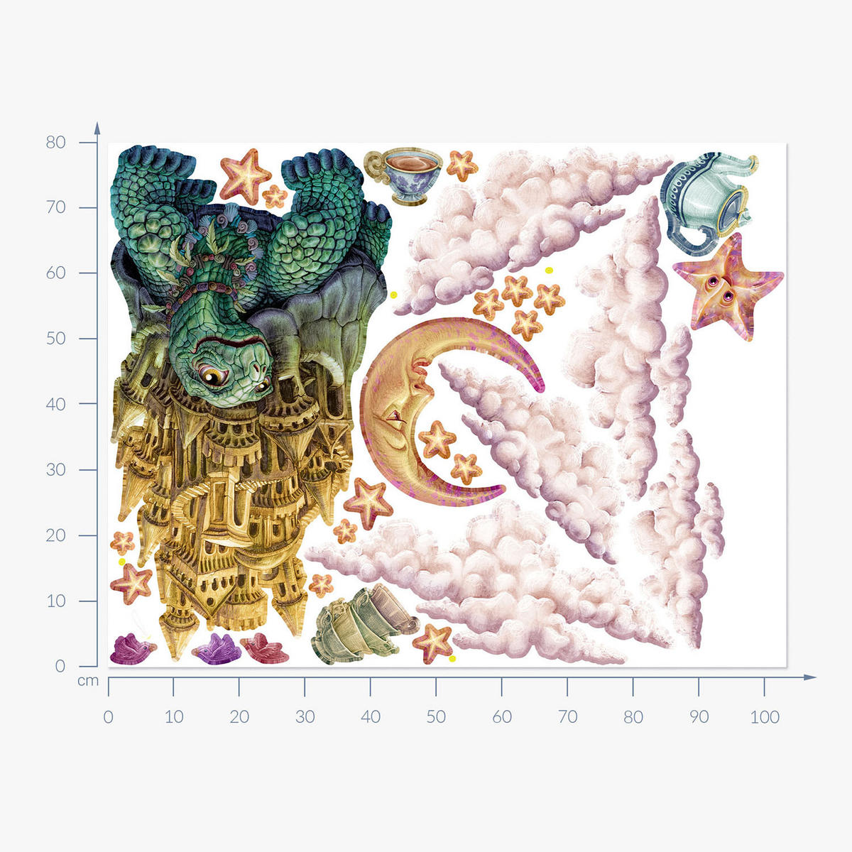 WANDAUFKLEBER 80x103cm - Märchentiere - Multicolor, Kunststoff (80/103/0.1cm) - Wallfluent