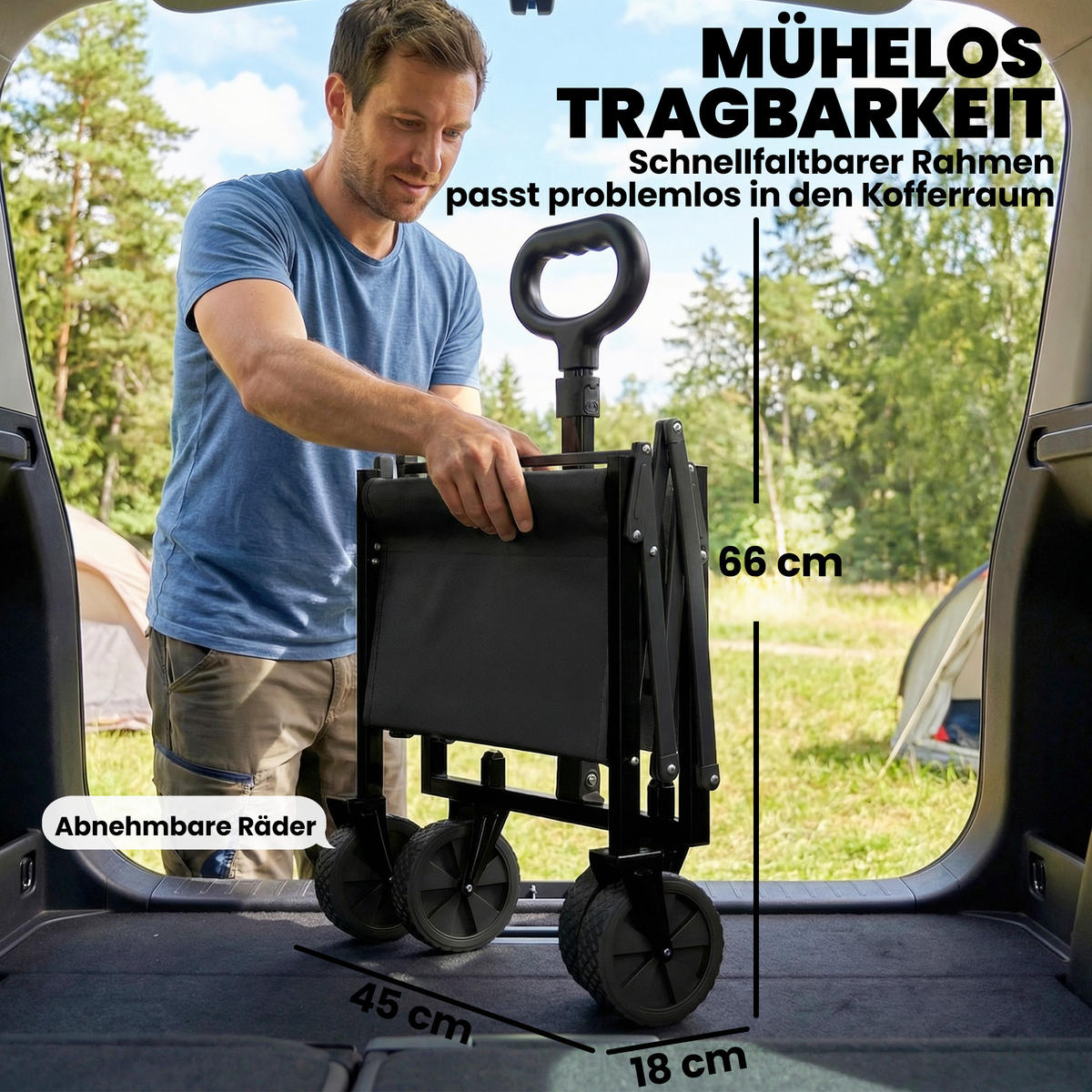 GARTENWAGEN DE-10541 Schwarz - Schwarz, Metall (45/86/71cm) - ComfortXL
