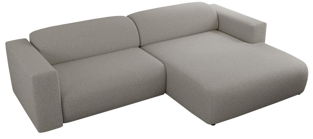 ECKSOFA PASADENA Grau Bouclé - Rechts Seite - Schwarz/Grau, Kunststoff/Textil (180/288cm) - MKS