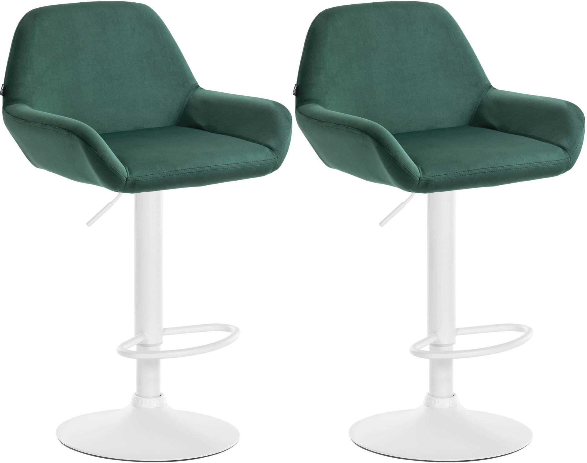 BARHOCKER 2er Set Samt Dunkelgrün - Dunkelgrün/Weiß, Textil/Metall (51/89/52cm) - CLP