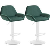 BARHOCKER 2er Set Samt Dunkelgrün - Dunkelgrün/Weiß, Textil/Metall (51/89/52cm) - CLP