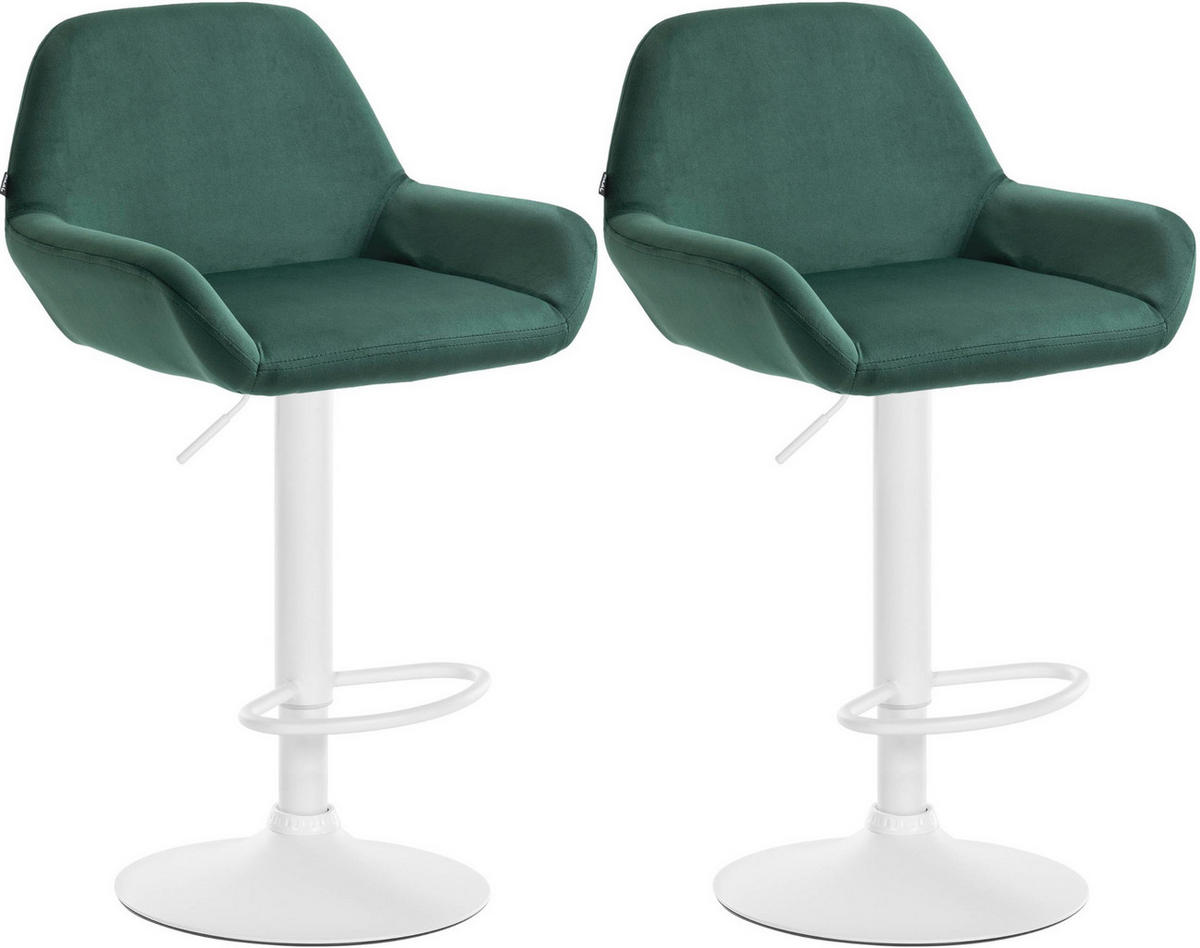 BARHOCKER 2er Set Samt Dunkelgrün - Dunkelgrün/Weiß, Textil/Metall (51/89/52cm) - CLP