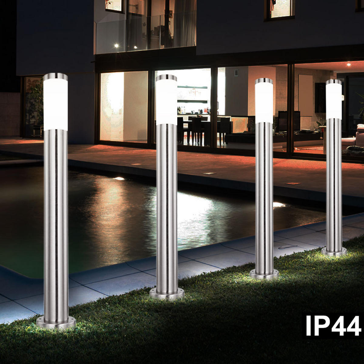 LED WEGELEUCHTE Edelstahl Silber - Silberfarben, Metall (12.7/12.7/80cm) - Globo Lighting