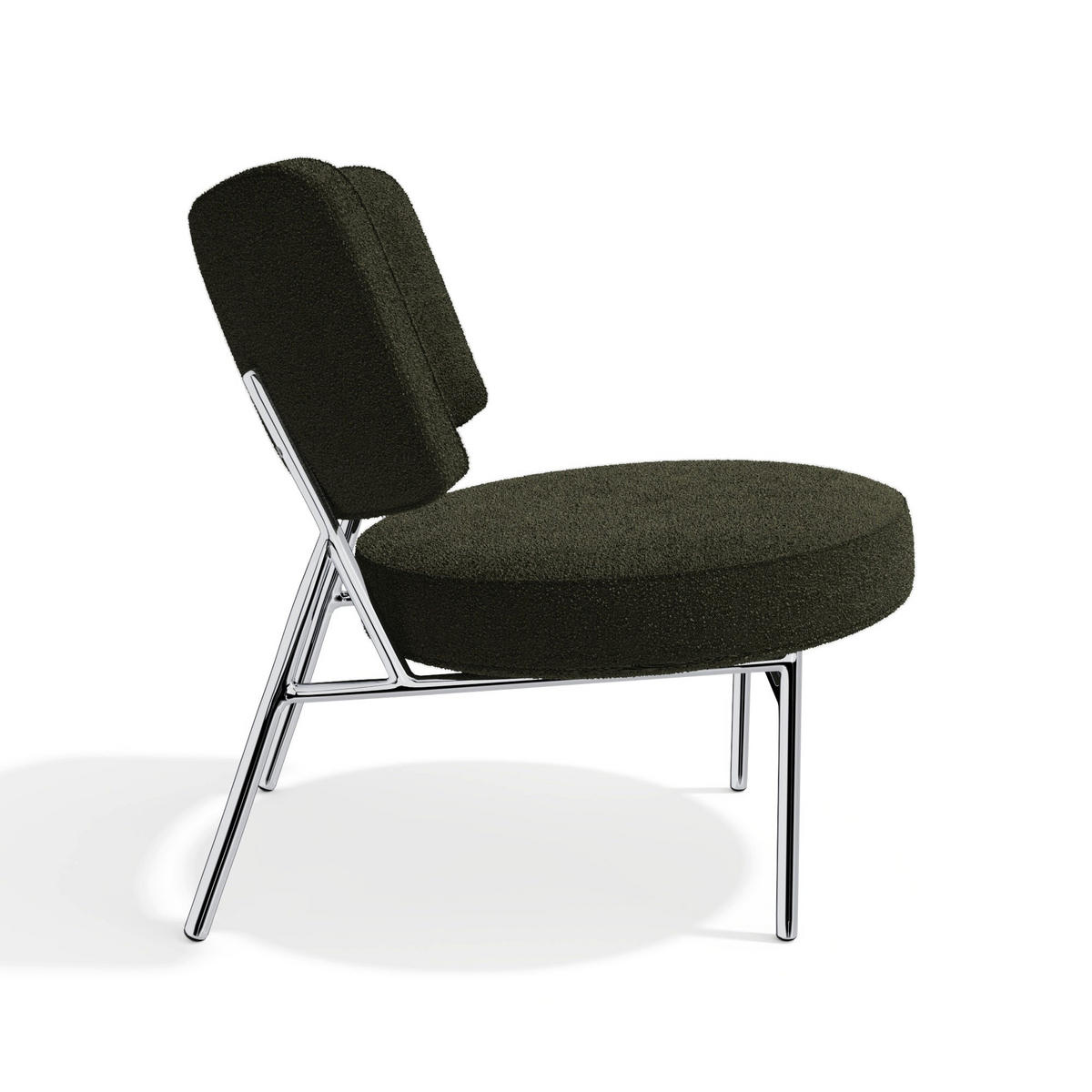 SESSEL IGGY Bouclé-Stoff Kaki 60cm - Dunkelgrün/Grün, Textil (60/70/71cm) - Sia Home