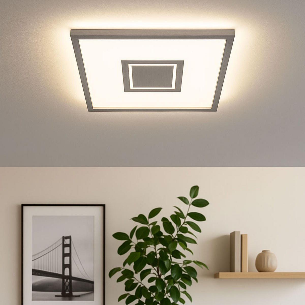 LED DECKENLEUCHTE Backlight Silber - Silberfarben, Kunststoff (42.3/42.3/3.9cm) - Briloner