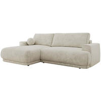ECKSCHLAFSOFA RINA L Creme Schenille grob gewebt - links - Creme/Schwarz, Kunststoff/Textil (267/170cm) - MKS