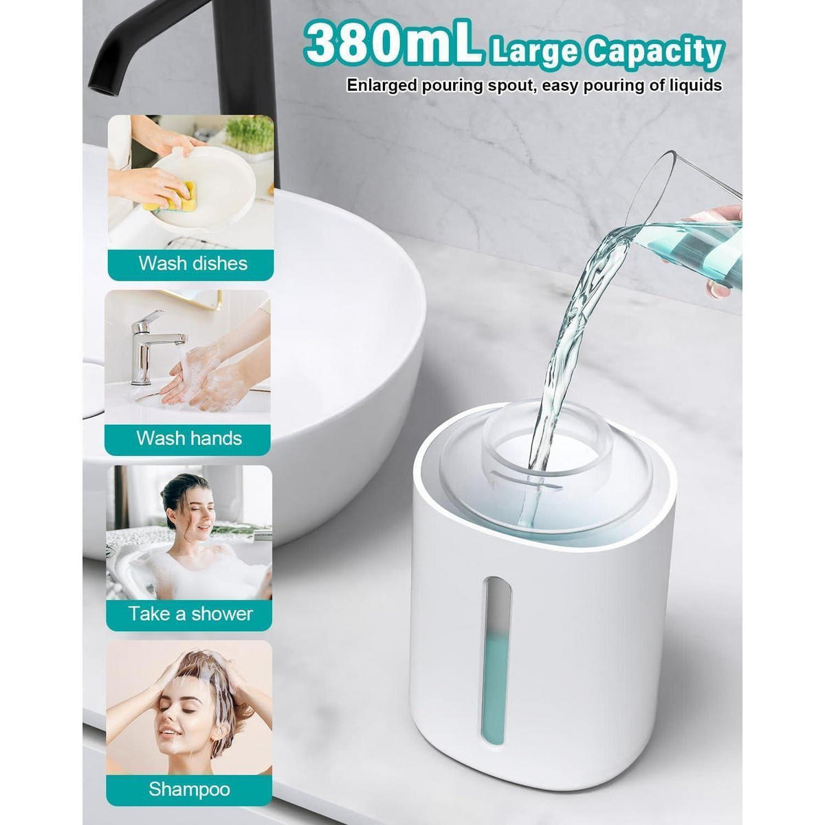 SEIFENSPENDER Automatisch Wandmontage Weiß 380mL USB-C - Weiß, Kunststoff (10.5/8/20.5cm)