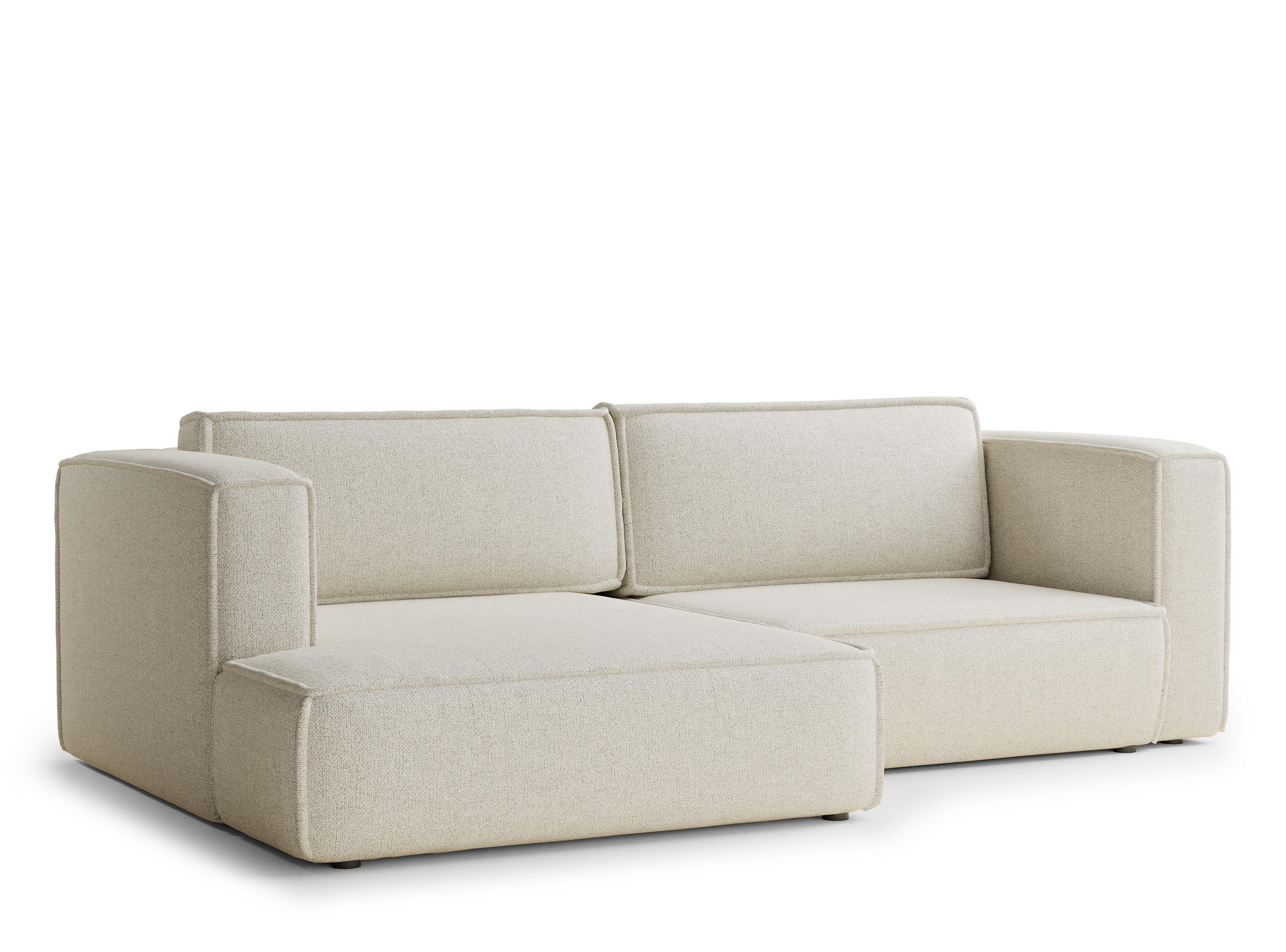 ECKSOFA MIT SCHLAFFUNKTION Velto Creme Webstoff - Creme/Schwarz, Holz/Holzwerkstoff (152/250cm) - Maison de Reve