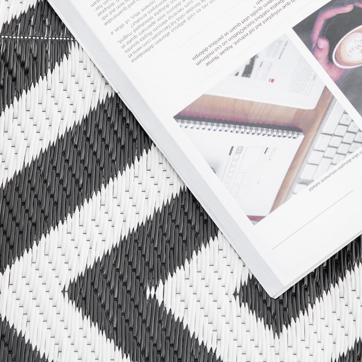 OUTDOORTEPPICH 121 x 182 cm,schwarz-weiß,für den Garten - Schwarz/Weiß, Kunststoff (182/121cm) - Kaket