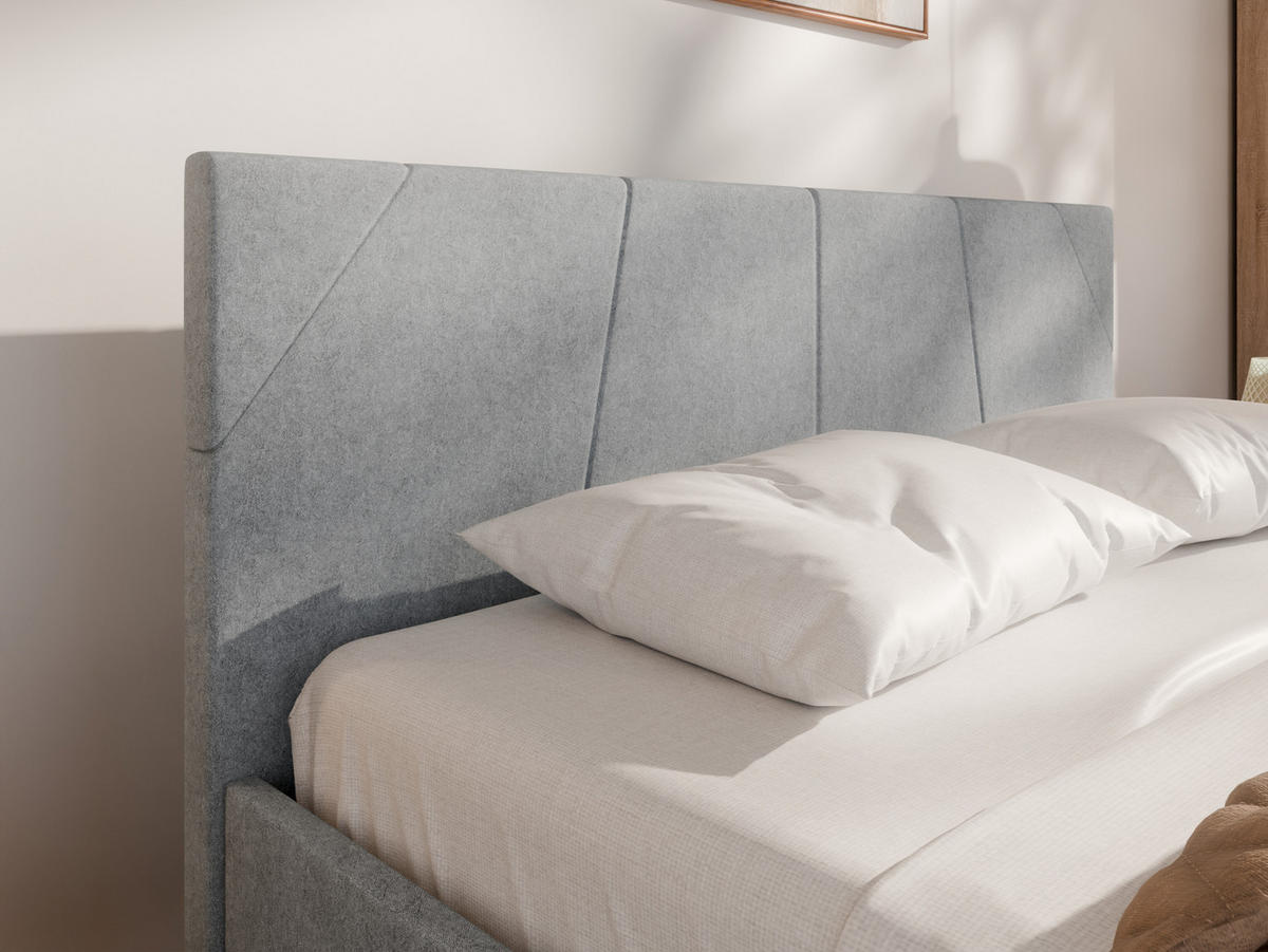 POLSTERBETT ALMORE 160x200cm Elegantes Polsterbett für modernen Wohnstil , Taschenfederkernmatratze LIORA(19cm), hellgrau - Hellgrau, Holz (140/200cm) - Panda Möbel