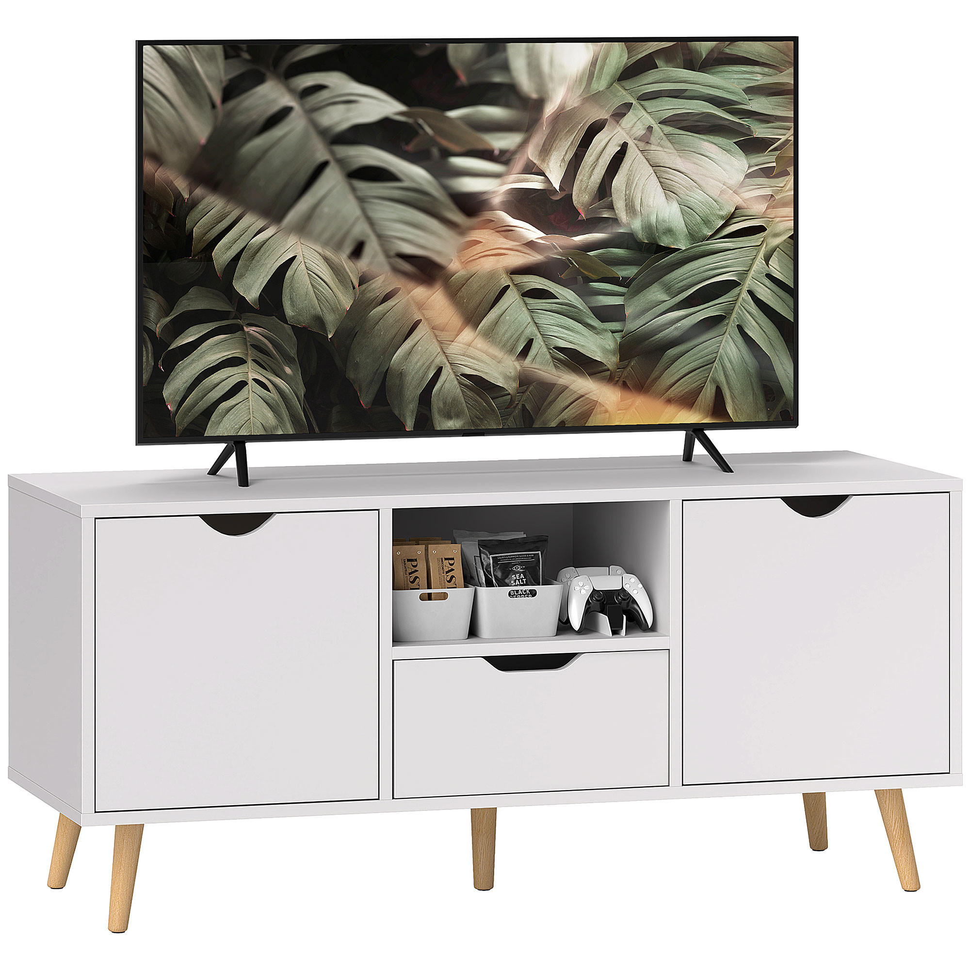 TV-MÖBEL Weiß 1 Stück - Weiß, Holzwerkstoff (110/50/40cm) - GiPP
