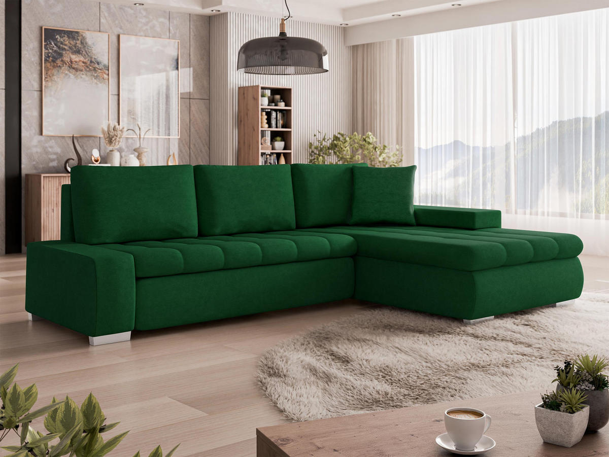 ECKSOFA Orkan Mini - Waldgrün, Holz/Textil (265/185cm) - MIRJAN24