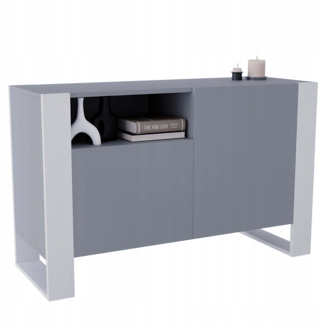 KOMMODE Karo 120/75/43.6 - Dunkelgrau/Weiß, Holzwerkstoff (120/75/43.6cm) - RAUMHIRSCH FURNITURE