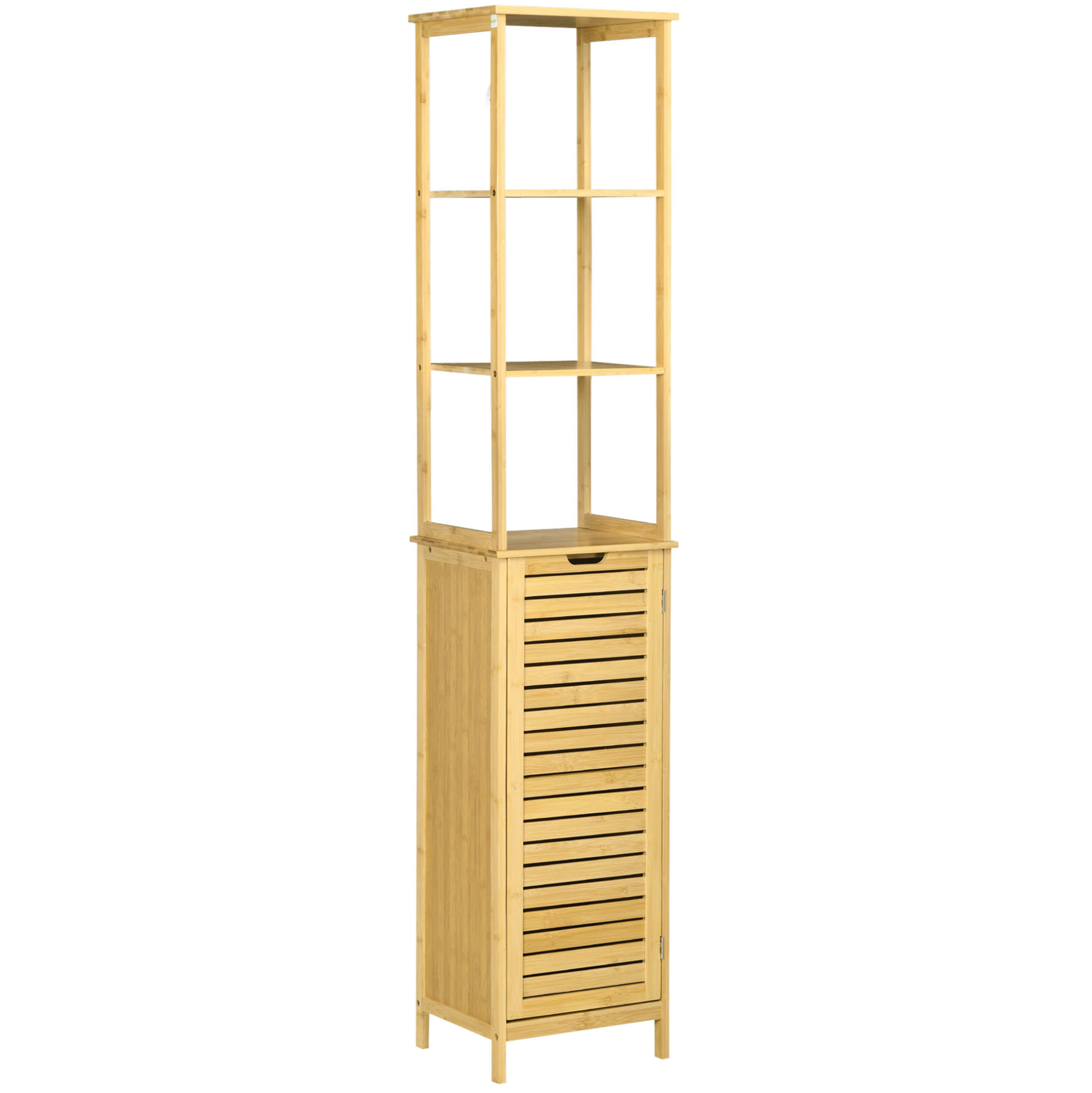 HOCHSCHRANK 34/30/173 cm aus Bambus mit Lamellentür und 3 offenen Fächern Natur - Naturfarben, Holzwerkstoff (34/173/30cm) - Modenvie