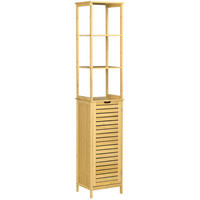 HOCHSCHRANK 34/30/173 cm aus Bambus mit Lamellentür und 3 offenen Fächern Natur - Naturfarben, Holzwerkstoff (34/173/30cm) - Modenvie