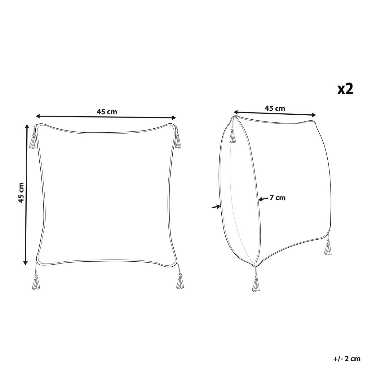 DEKOKISSEN 2er-Set Weiß 45/45 cm Schefflera - Weiß, Textil (45/45cm) - Beliani