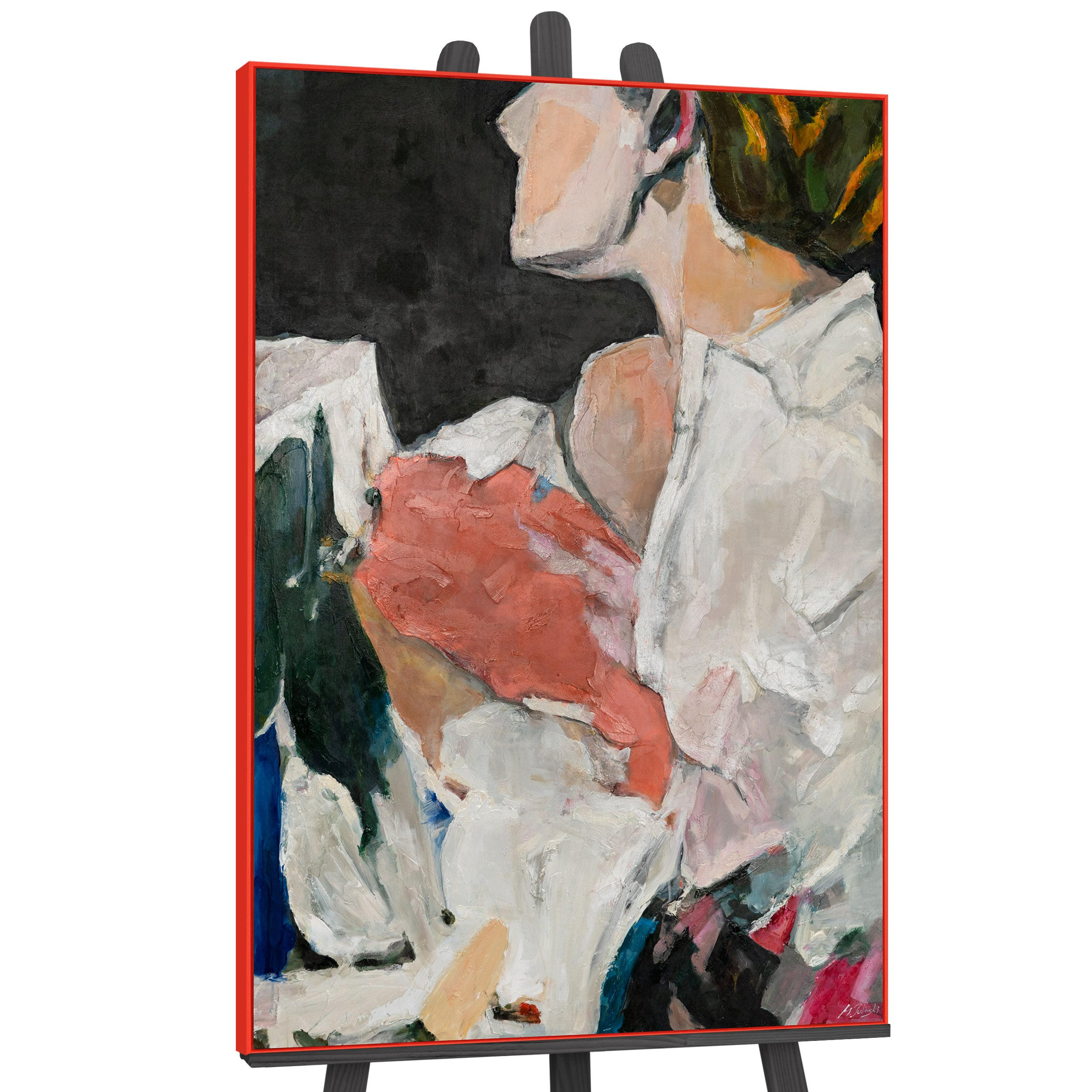 GEMÄLDE Abstrakte Silhouette Schattenfugenrahmen Rot 180x120 cm - Rot, Holz (180/120cm) - YS-art gallery