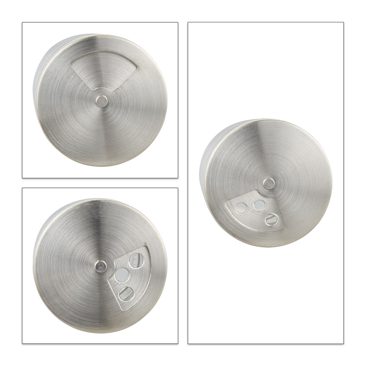 12XGEWÜRZSTREUER - Silberfarben, Glas/Kunststoff (5/8.5/5cm) - Relaxdays