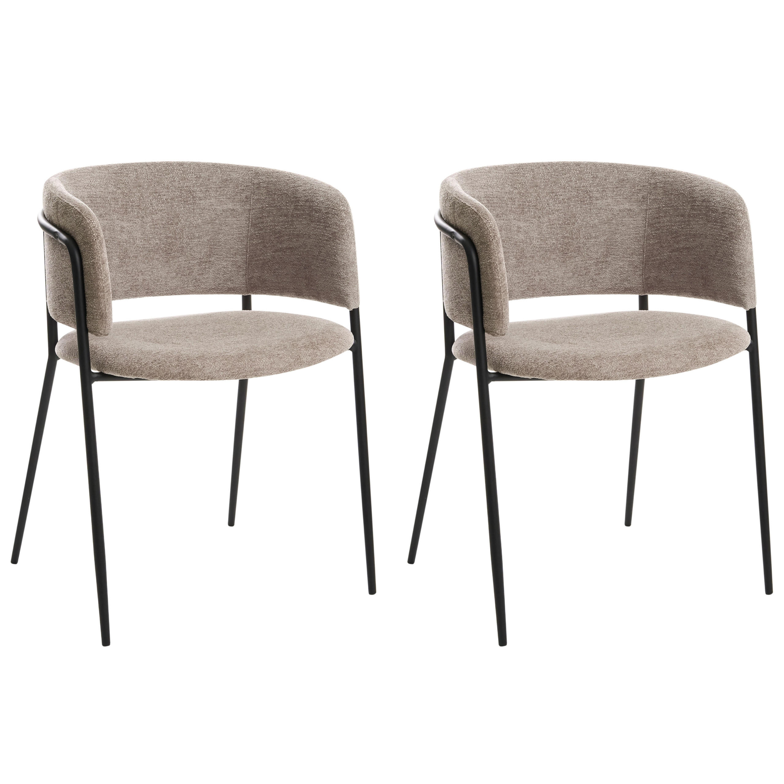 ESSZIMMERSTUHL 2er Set Chenillegewebe Taupe Springer - Taupe, Textil (53/75/51cm) - Beliani