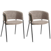 ESSZIMMERSTUHL 2er Set Chenillegewebe Taupe Springer - Taupe, Textil (53/75/51cm) - Beliani
