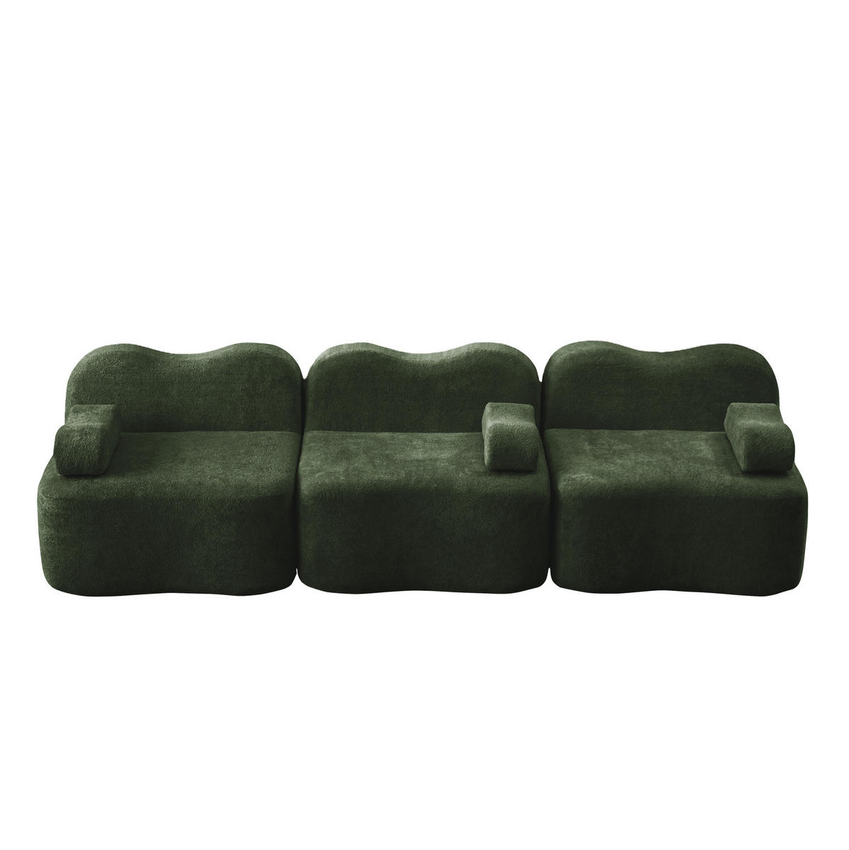 3-SITZER Modulares Sofa grün aus Samt mit tiefer Sitzfläche - Grün, Textil (98/70/288cm) - Modenvie