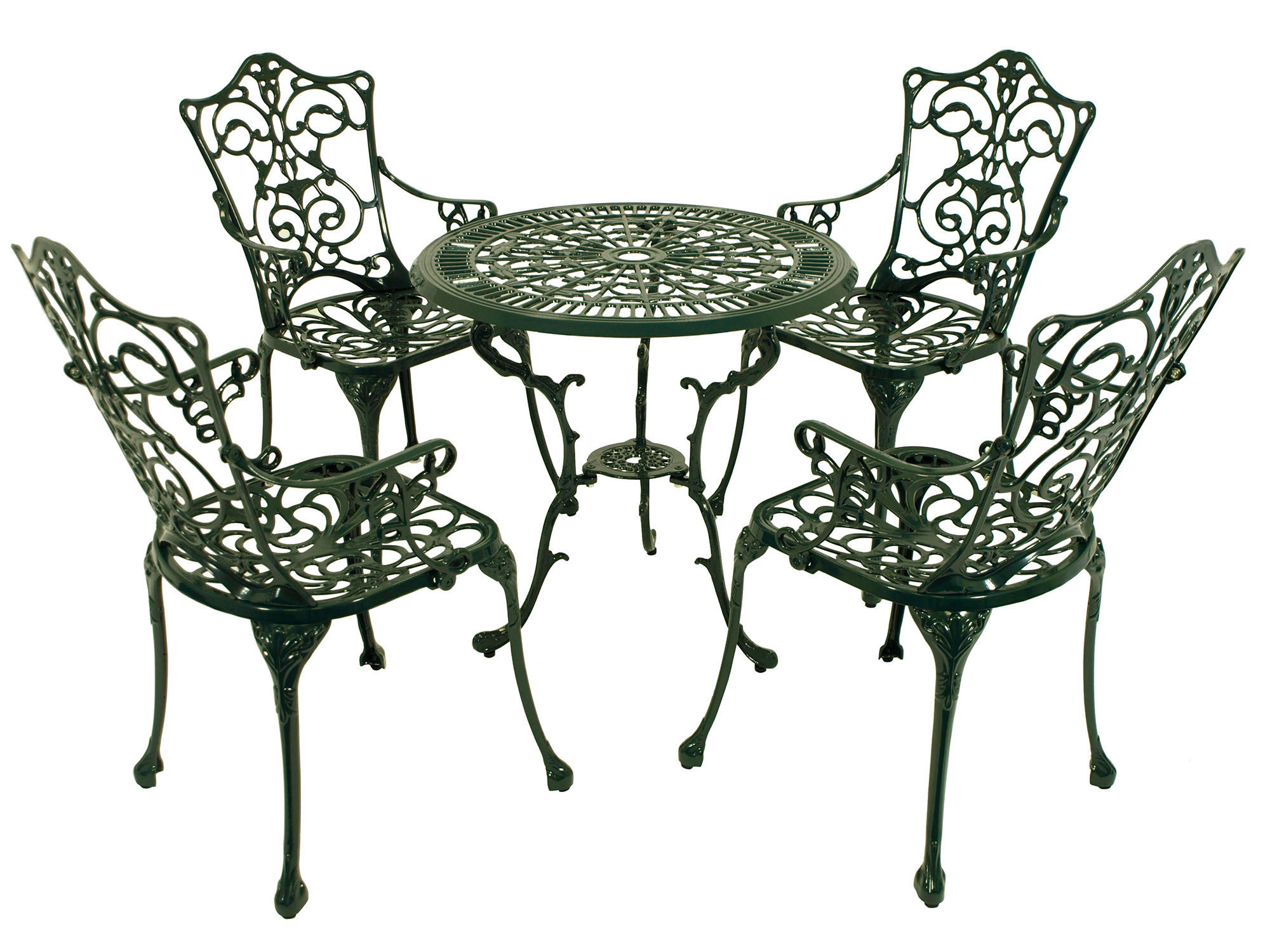 BISTROSET Boulder - Jugendstil - 5-teilig, Aluguss antik dunkelgrün - Grün, Metall - TPFGarden