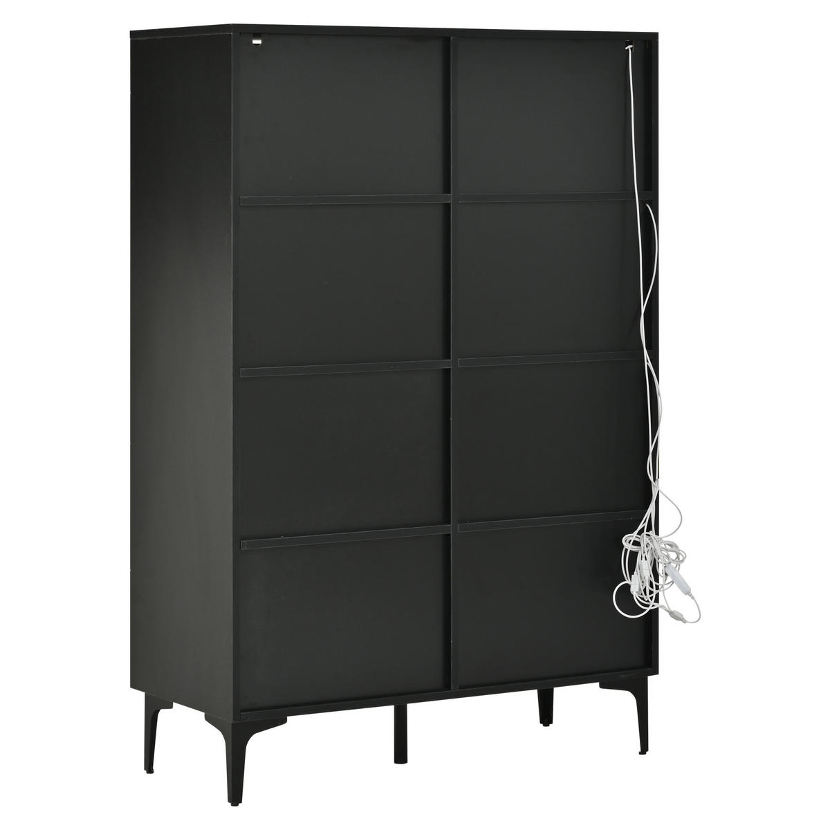 VITRINE 90×40×135cm Schwarz mit 2 Türen und Glastür - Schwarz/Naturfarben, Holzwerkstoff (90/135/40cm) - FLIEKS