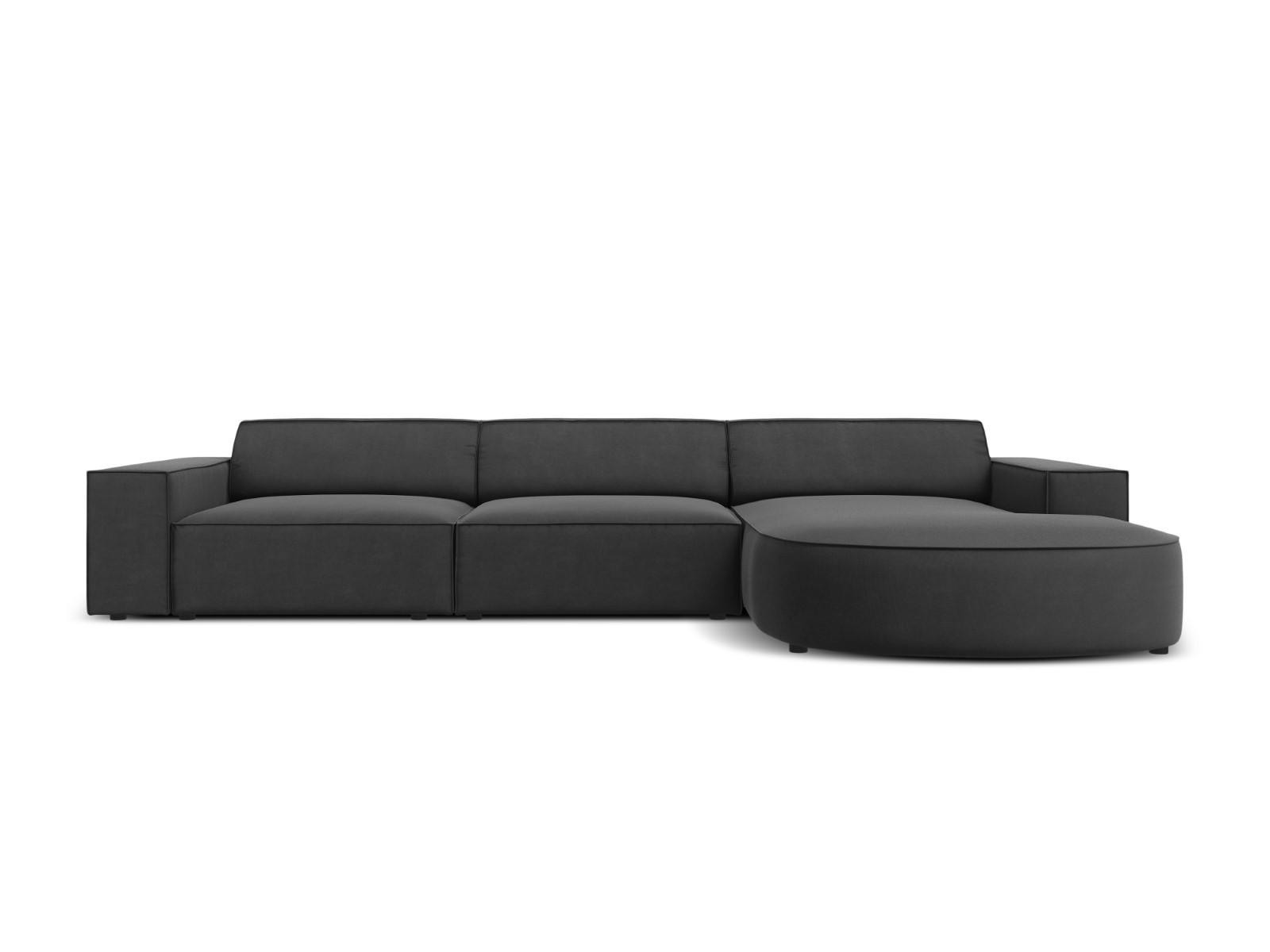 ECKSOFA rechts Jodie aus Samt grau 4 Sitzplätze - Grau, Textil (166/284cm) - Micadoni