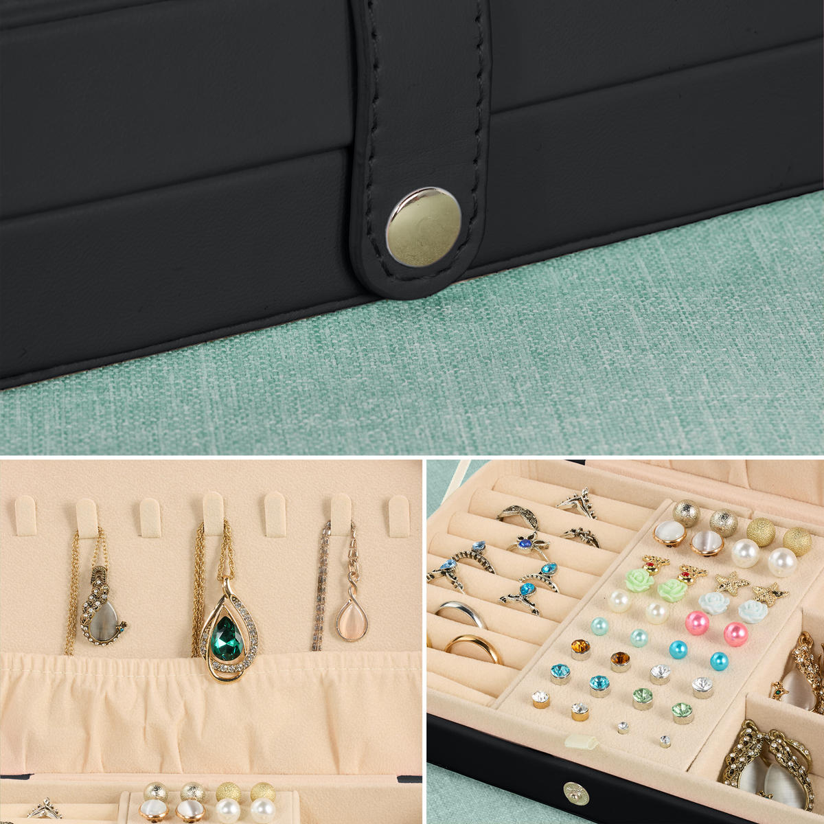 SCHMUCKKÄSTCHEN - Schwarz, Holzwerkstoff/Kunststoff (21/4.5/14.5cm) - Relaxdays