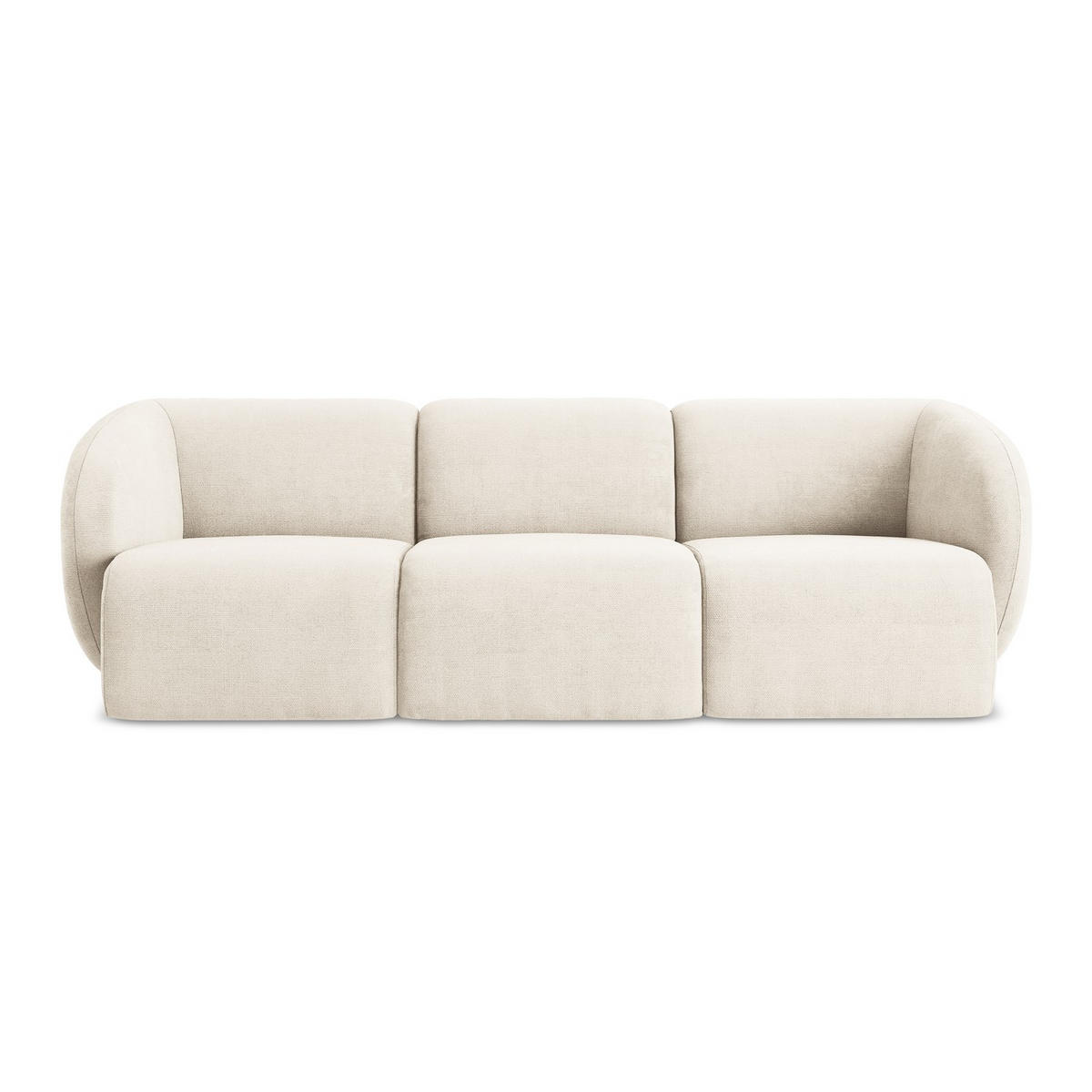 3-SITZER SOFA Chenille Stoff Beige - Creme/Schwarz, Holzwerkstoff/Kunststoff (244/75/94cm) - LaMiaSofa
