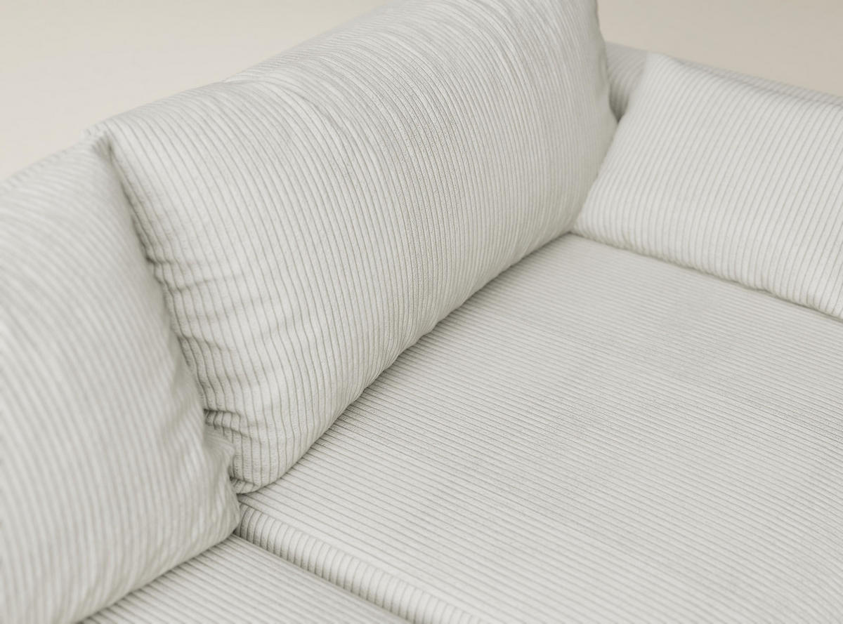 ECKSOFA MIT SCHLAFFUNKTION Leon Creme Samtstoff - Creme/Schwarz, Holz/Holzwerkstoff (148/239cm) - Maison de Reve