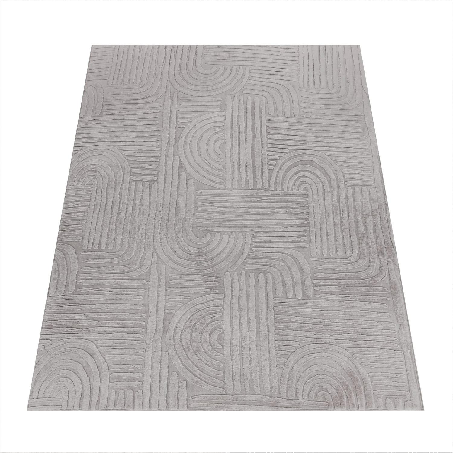 TEPPICH Kurzflor waschbar Unifarben Struktur Wohnzimmer schmutzabweisend Grau Rechteckig 80x150 - Grau, Textil (80/150cm) - KADIMA DESIGN
