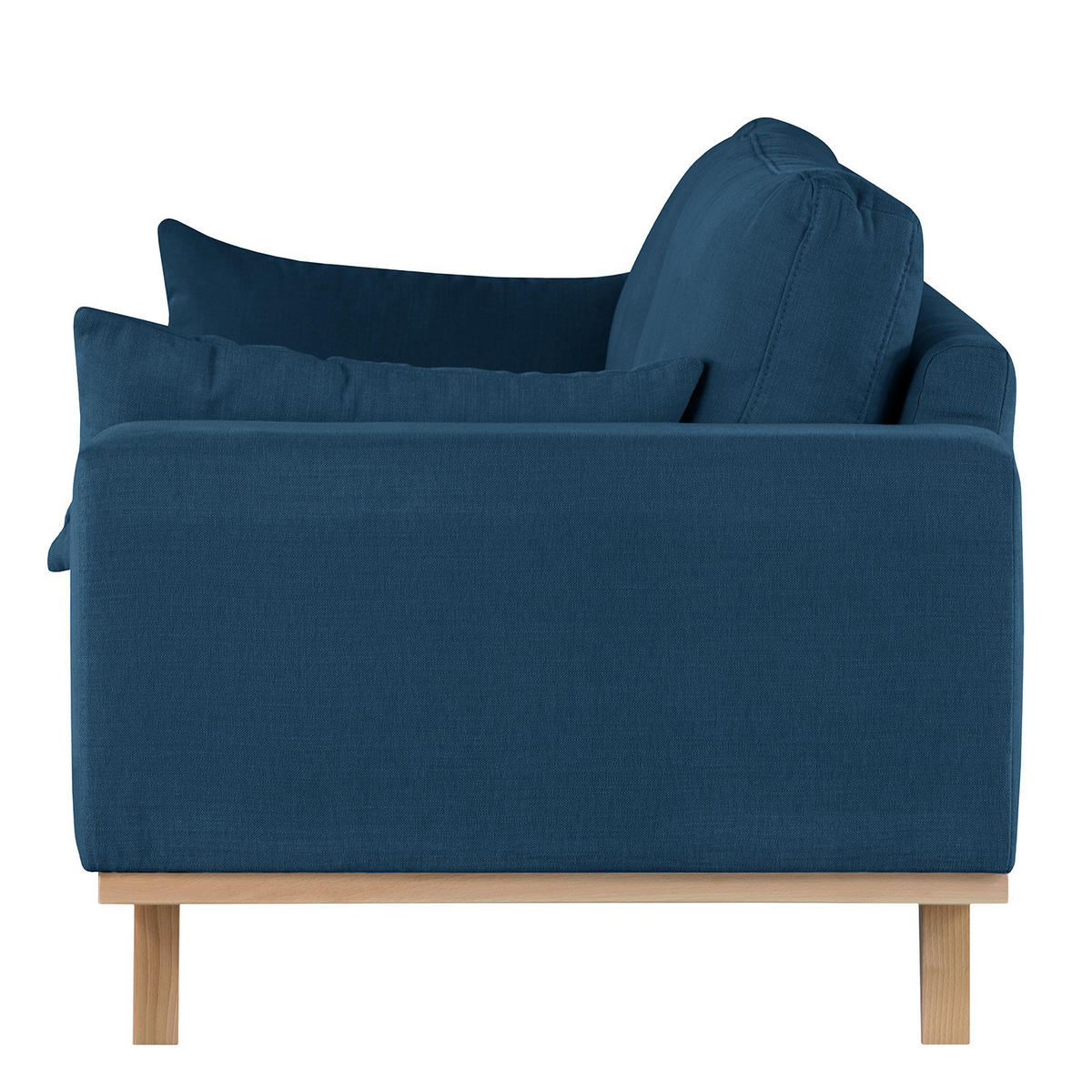 3-SITZER SOFA - Blau/Buchefarben, Buchenholz/Textil (237/81/88cm) - home24