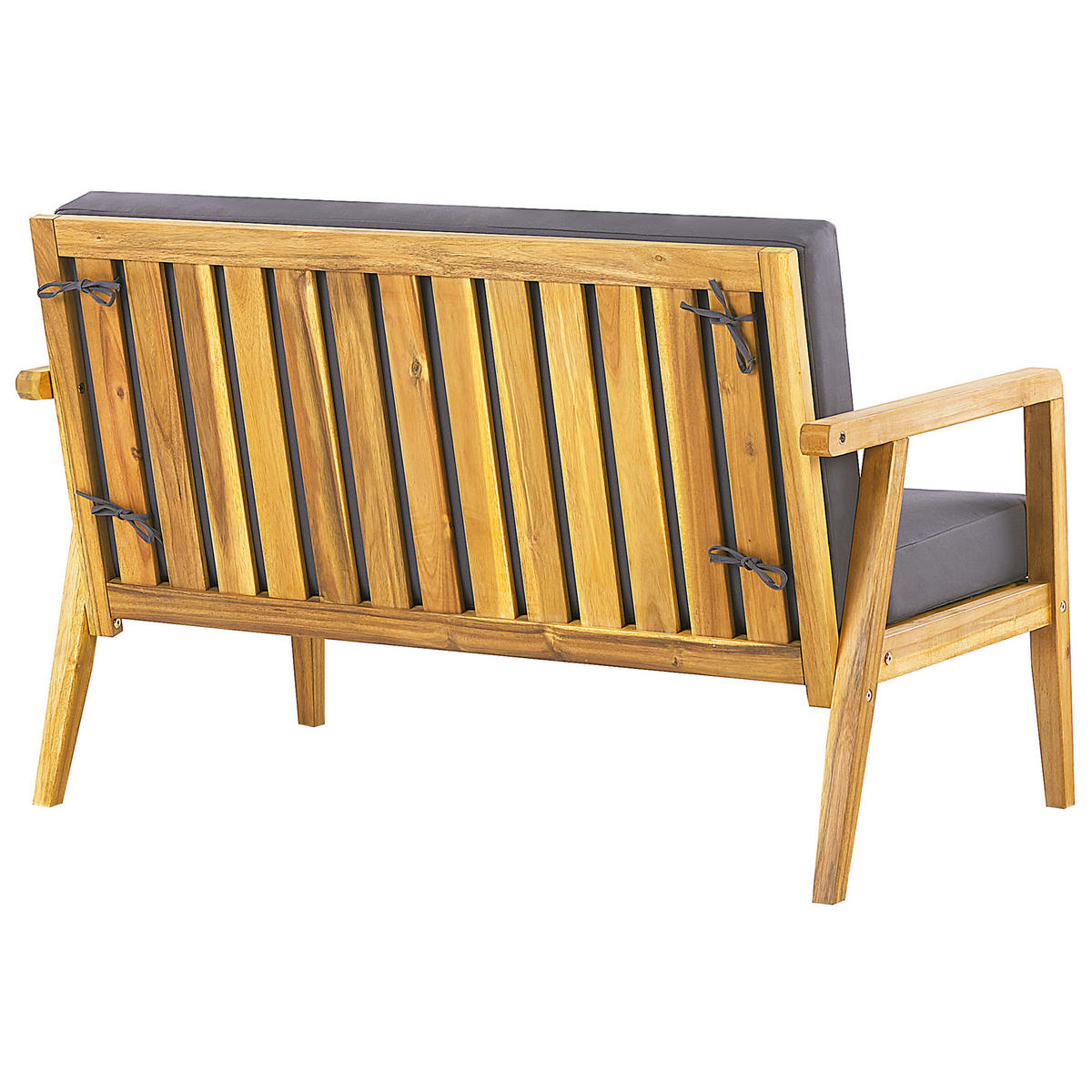 LOUNGE SET 4-Sitzer Hellbraun Auflagen dunkelgrau Pallano - Hellbraun/Dunkelbraun, Holz - Beliani