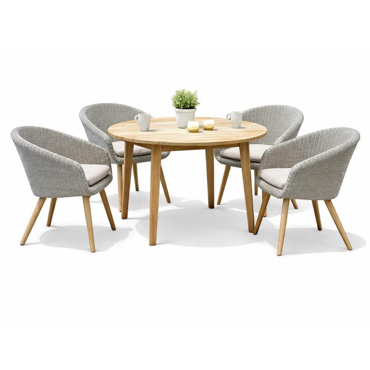 GARTEN-SITZGRUPPE Varna 5-teilig Gartenmöbel-Set - Braun, Holz - DELUKE