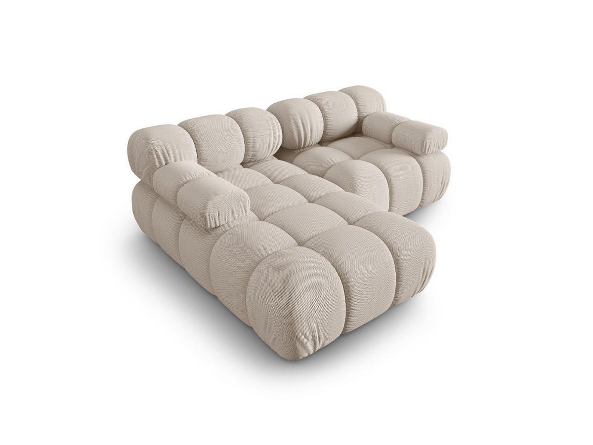 ECKSOFA modular links Bellis aus 3D-Stoff leichtes beige 3 Sitzplätze - Creme, Textil (155/188cm) - Micadoni