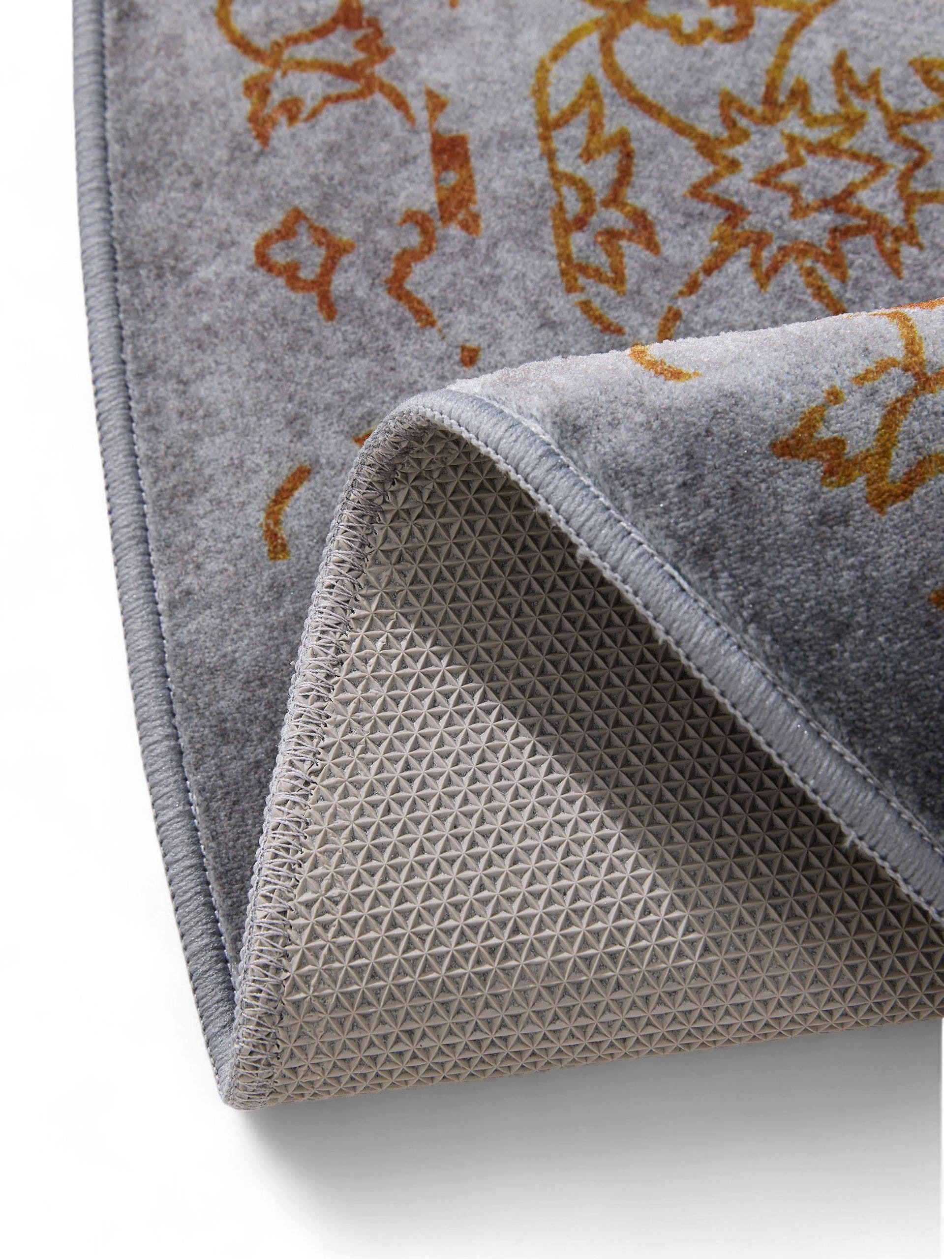 VINTAGE-TEPPICH Miray waschbar ø 160 cm rund - Orange/Grau, Kunststoff (160/160cm) - benuta