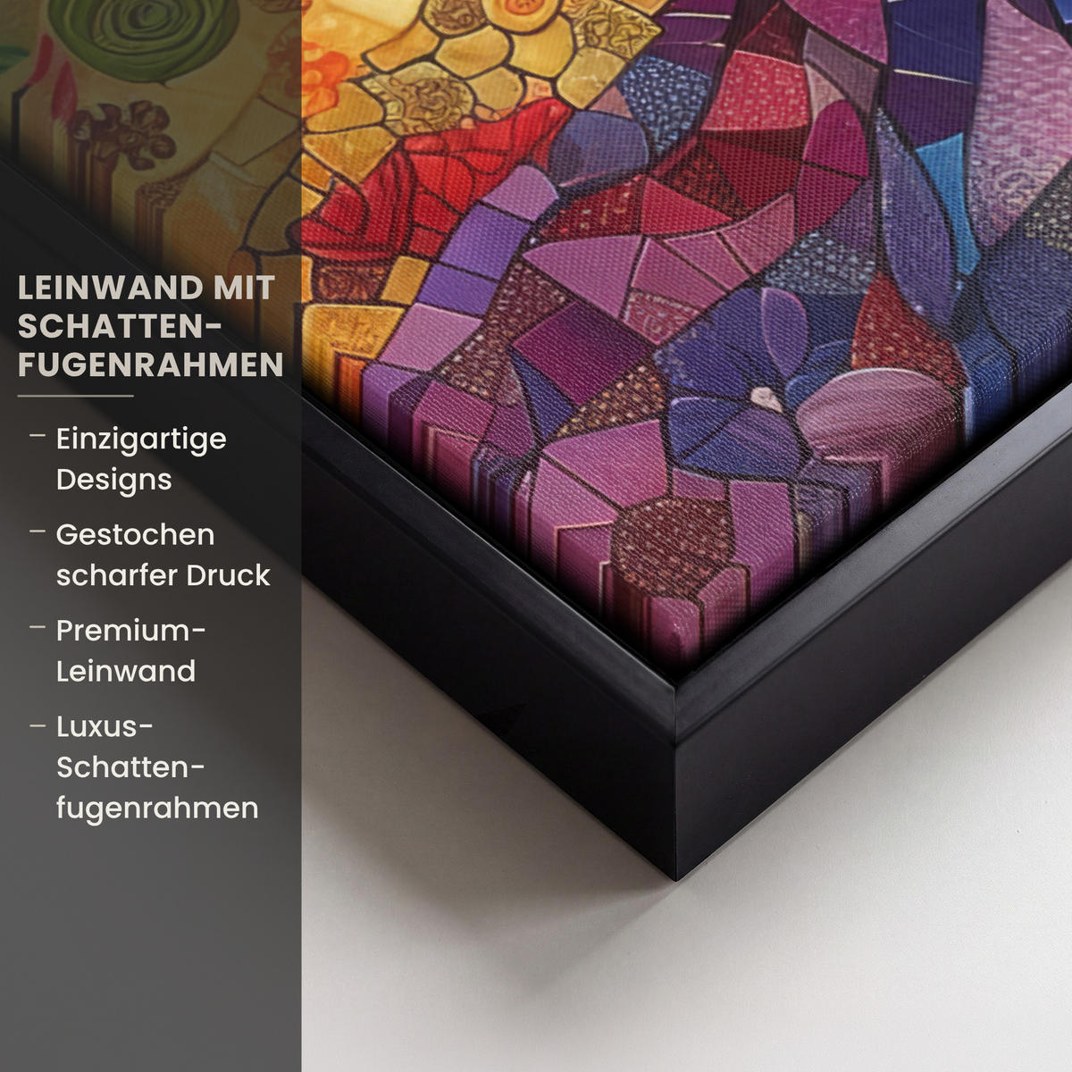 LEINWAND Bilder mit Rahmen - Kunst - Baum des Lebens - Blumen - Hippie - 60x80 - Dunkelblau, Textil (60/80cm) - MuchoWow